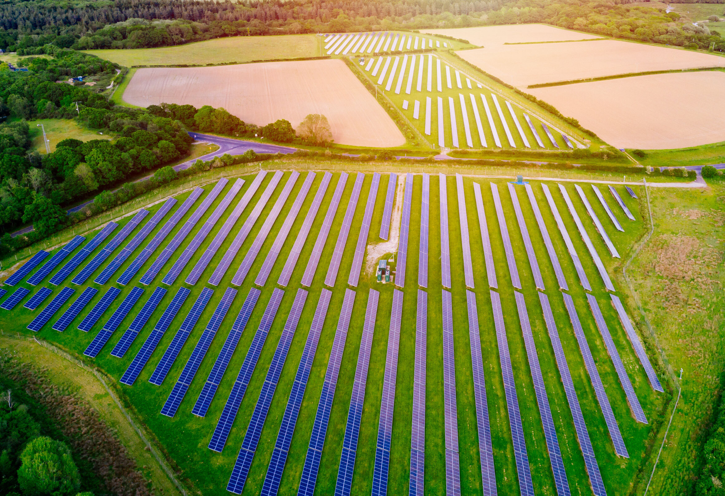 Solar panel farm UK countryside